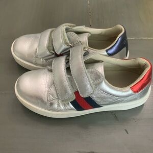 Gucci Ace web low top silver toddler sneakers. Size 26